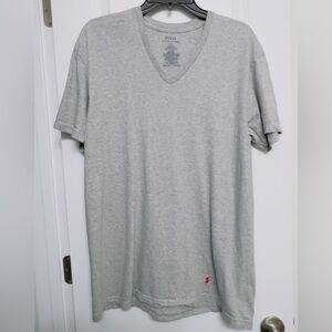 Polo by Ralph Lauren Men's Light Gray V-Neck Tee